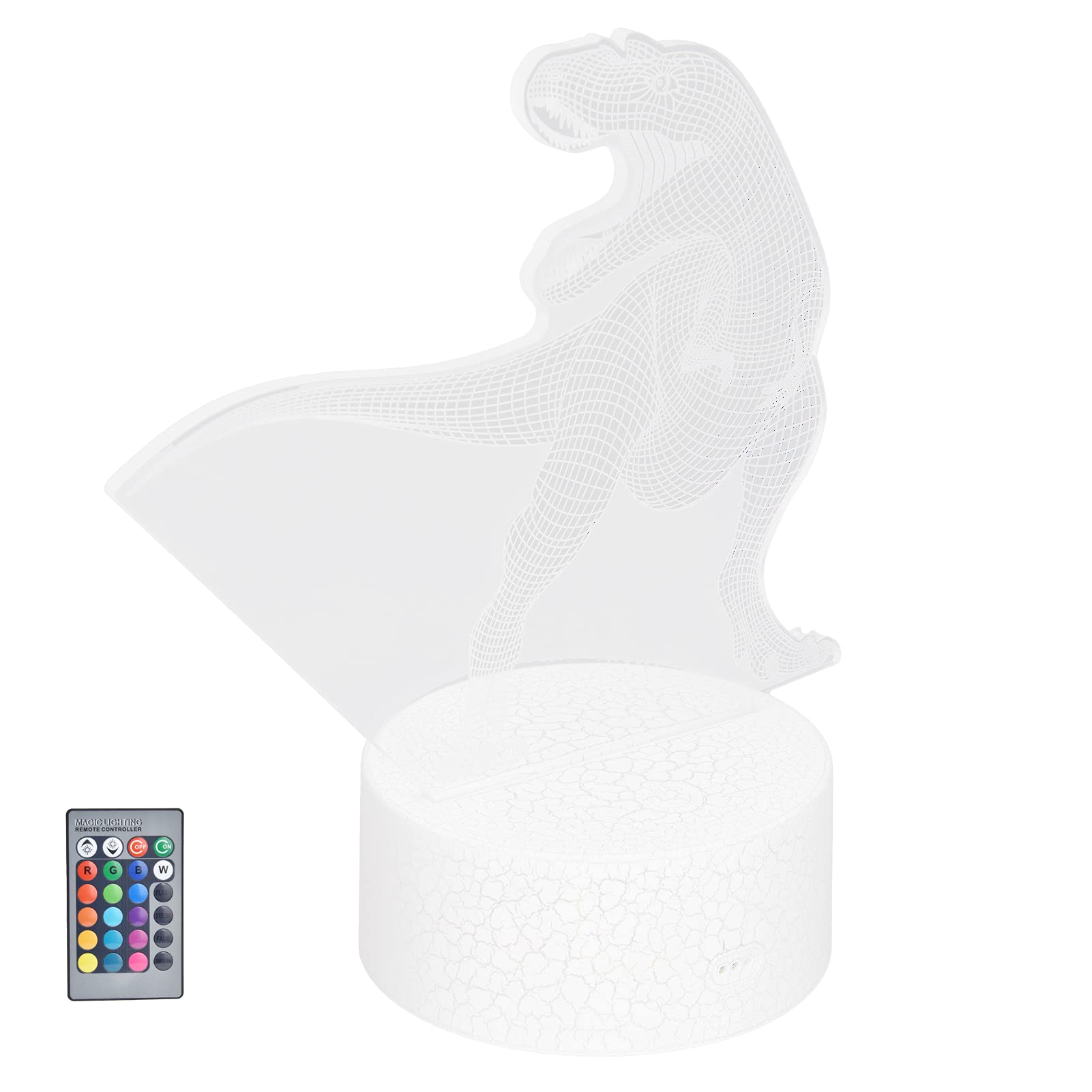 Acouto 3D Night Light - Cartoon Dinosaur LED Touch Table Lamp with Remote Control, 16 Color Changing & Dimmable RGB Mood Light, 4 Lighting Modes for Kids Room Decor, Birthday Gifts & Holiday Home Decorations