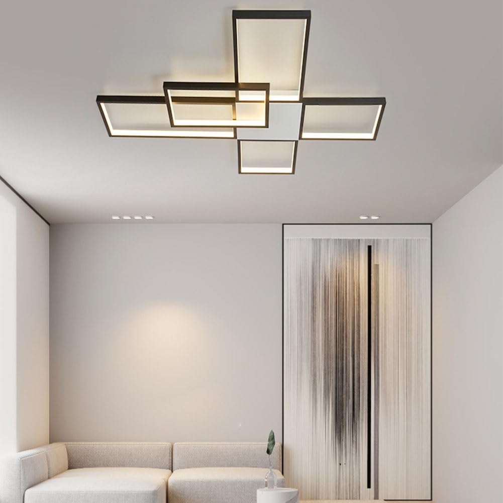 Modern Rectangle Acrylic Dimmable LED Pendant Light with Remote Control - Close to Ceiling Fixture for Cloakroom, Living Room, Bedroom, Kitchen, Hotel & Restaurant (Color Options) | Energy-Efficient Lighting Solution for Contemporary Home & Commercial Spaces