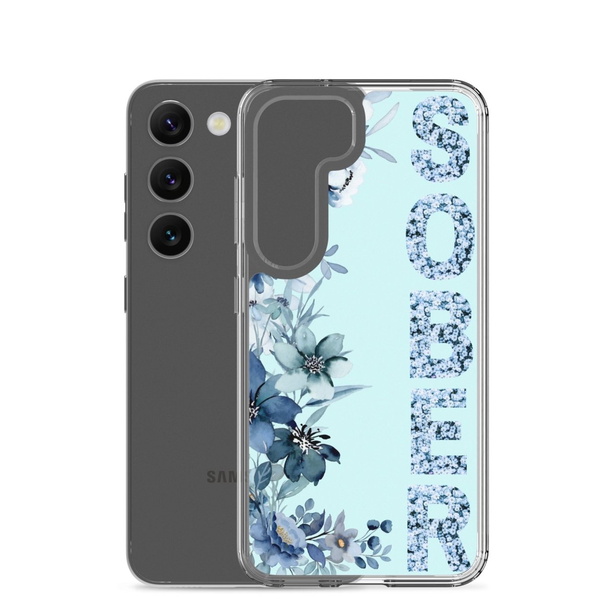 SOBER Blue Chinoiserie Samsung Phone Case - Clear Floral Design Protective Cover for Samsung Galaxy | Perfect for Everyday Use, Office & Travel