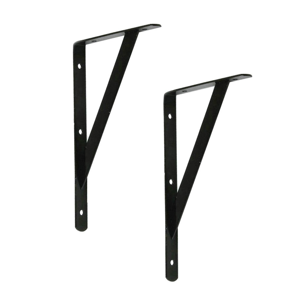 Newmind 2-Pack Black Metal L-Shaped Wall Shelf Brackets - 150x95x2mm Heavy Duty Support for DIY Floating Shelves, Bookshelves & Display Racks - Perfect for Home Office, Kitchen & Garage Organization