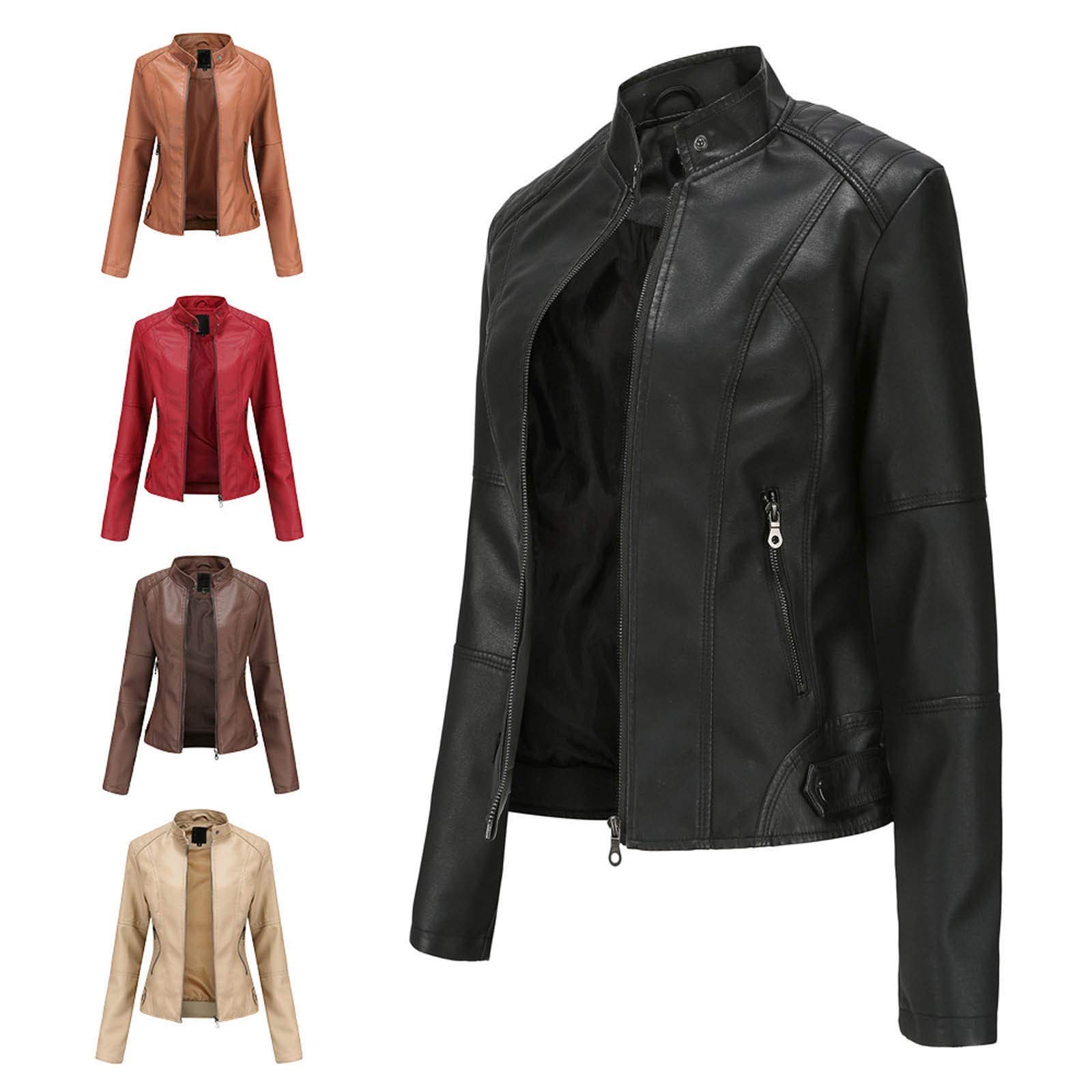 Women's Plus Size Faux Leather Moto Biker Jacket - Stylish Zip-Up Bomber Coat for Motorcycle Riding, Casual Outfits & Night Out Fashion