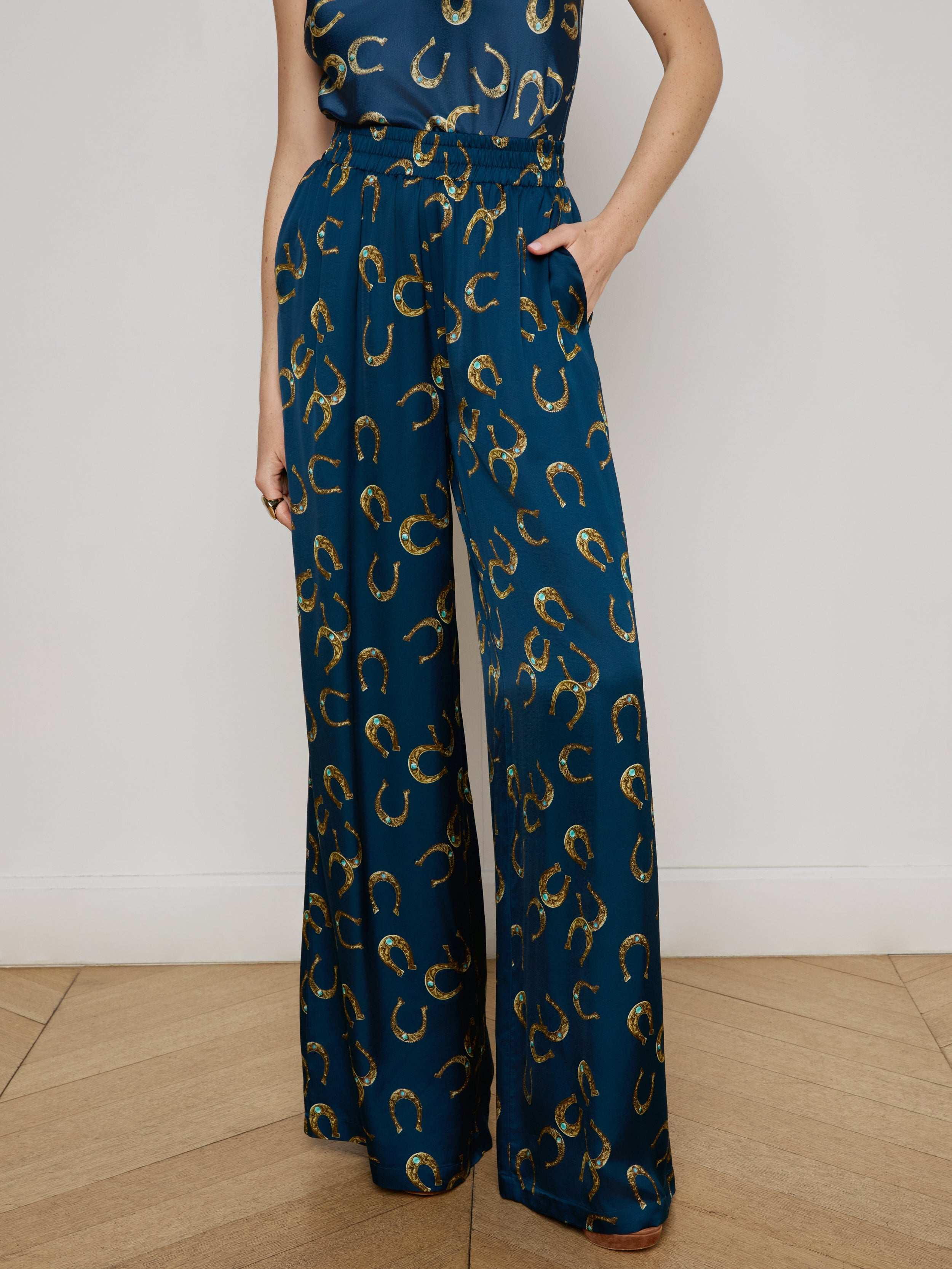 Lillian Women's High Waist Satin Wide Leg Pants - Elegant Lounge & Evening Wear for Parties, Weddings & Special Occasions