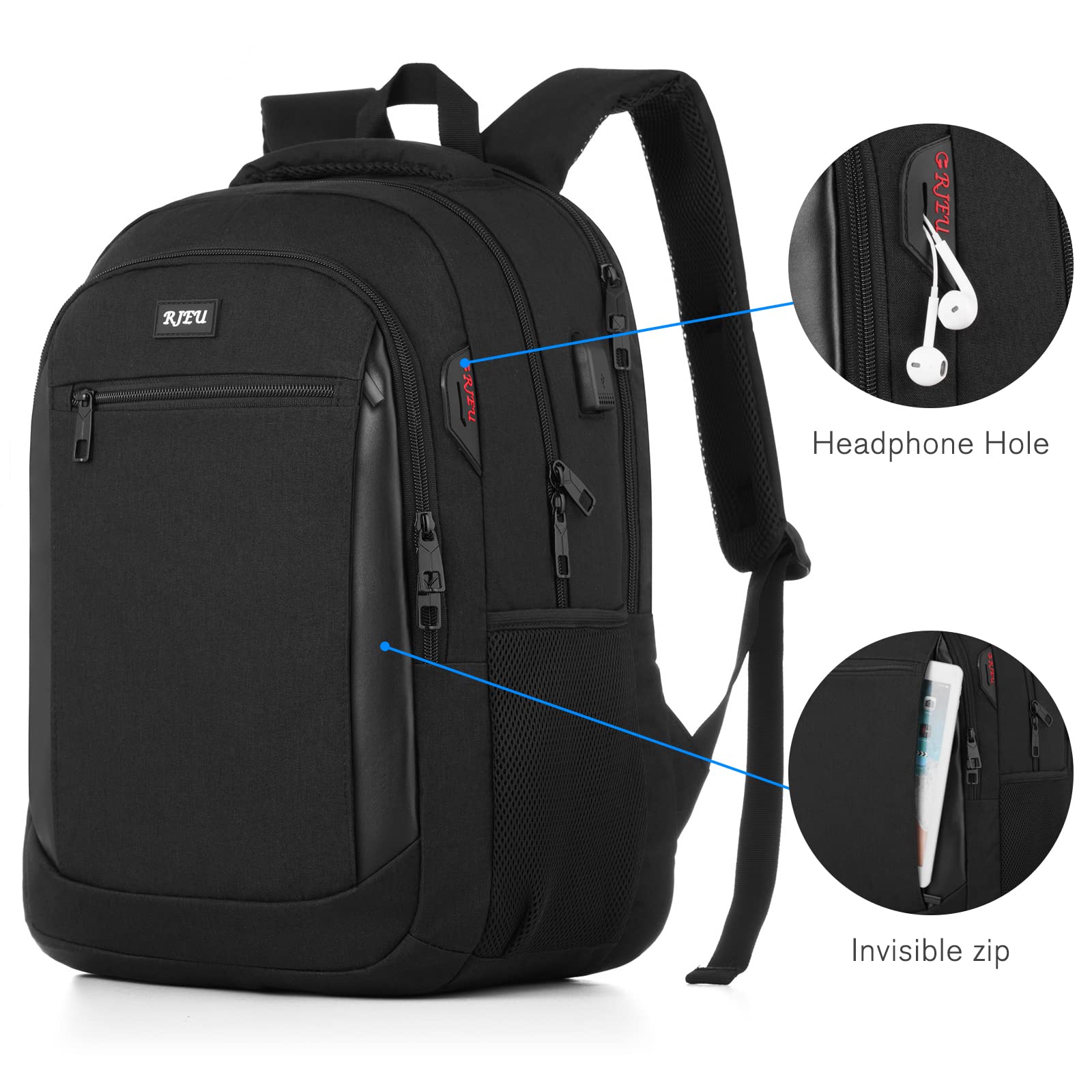Anti-Theft Water Resistant Laptop Backpack with USB Charging Port - 17.3 Inch Computer Backpack for Men & Women, College School Bookbag, Travel & Business Use - Perfect for Students, Professionals & Daily Commuters