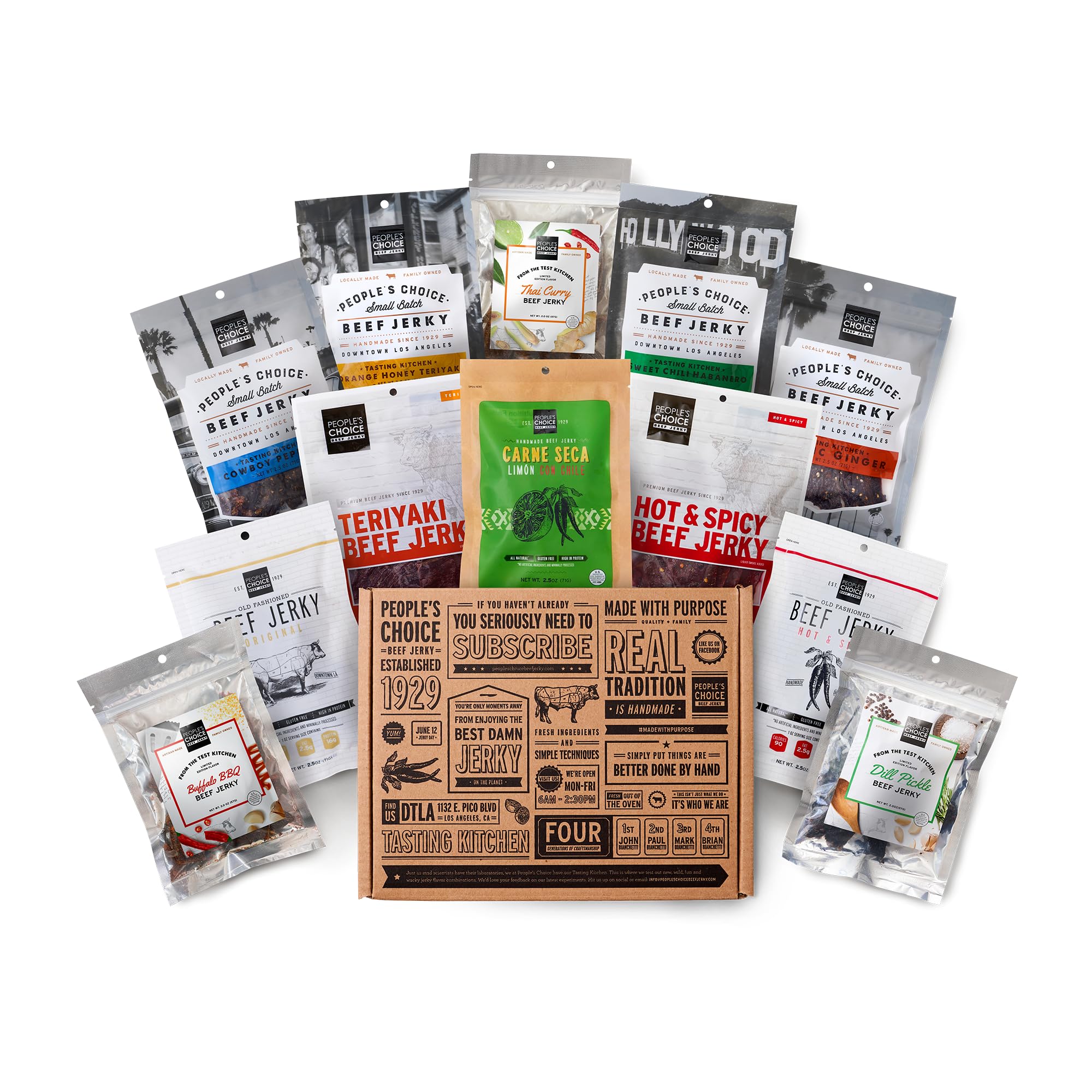 Premium Beef Jerky Variety Pack - 12 Bags of Gourmet Meat Snacks | High Protein Snacks for Men, Military Care Packages & Christmas Gifts | Perfect for Outdoor Adventures, Road Trips & Office Snacking