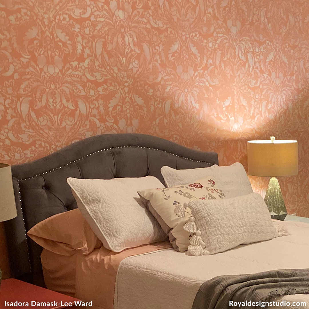 Upscaled Isadora Damask Wall Stencil - Reusable DIY Painting Template for Home Decor, Accent Walls, and Furniture Upcycling - Perfect for Bedrooms, Living Rooms, and Craft Projects