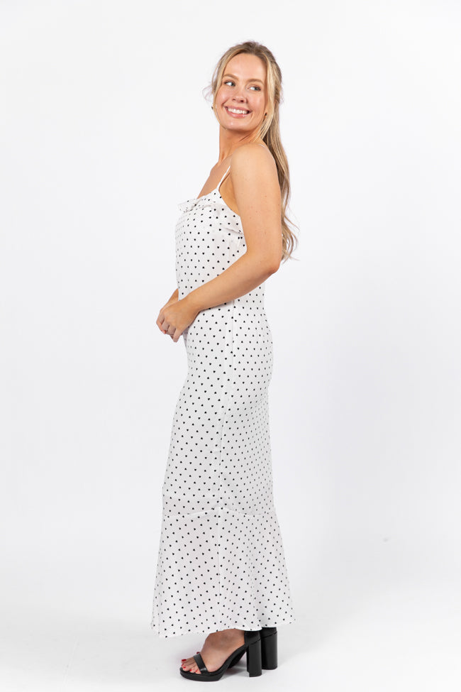 Hold Me Close To Your Heart Print Ivory Midi Dress - Romantic Floral Summer Dress for Date Night, Wedding Guest & Special Occasions
