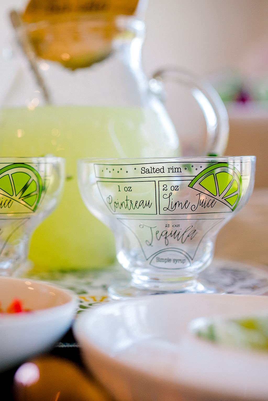 Mud Pie 6-Piece Clear Stemless Margarita Glass Set with Ingredients - Perfect for Cocktail Parties, Home Bars & Summer Entertaining