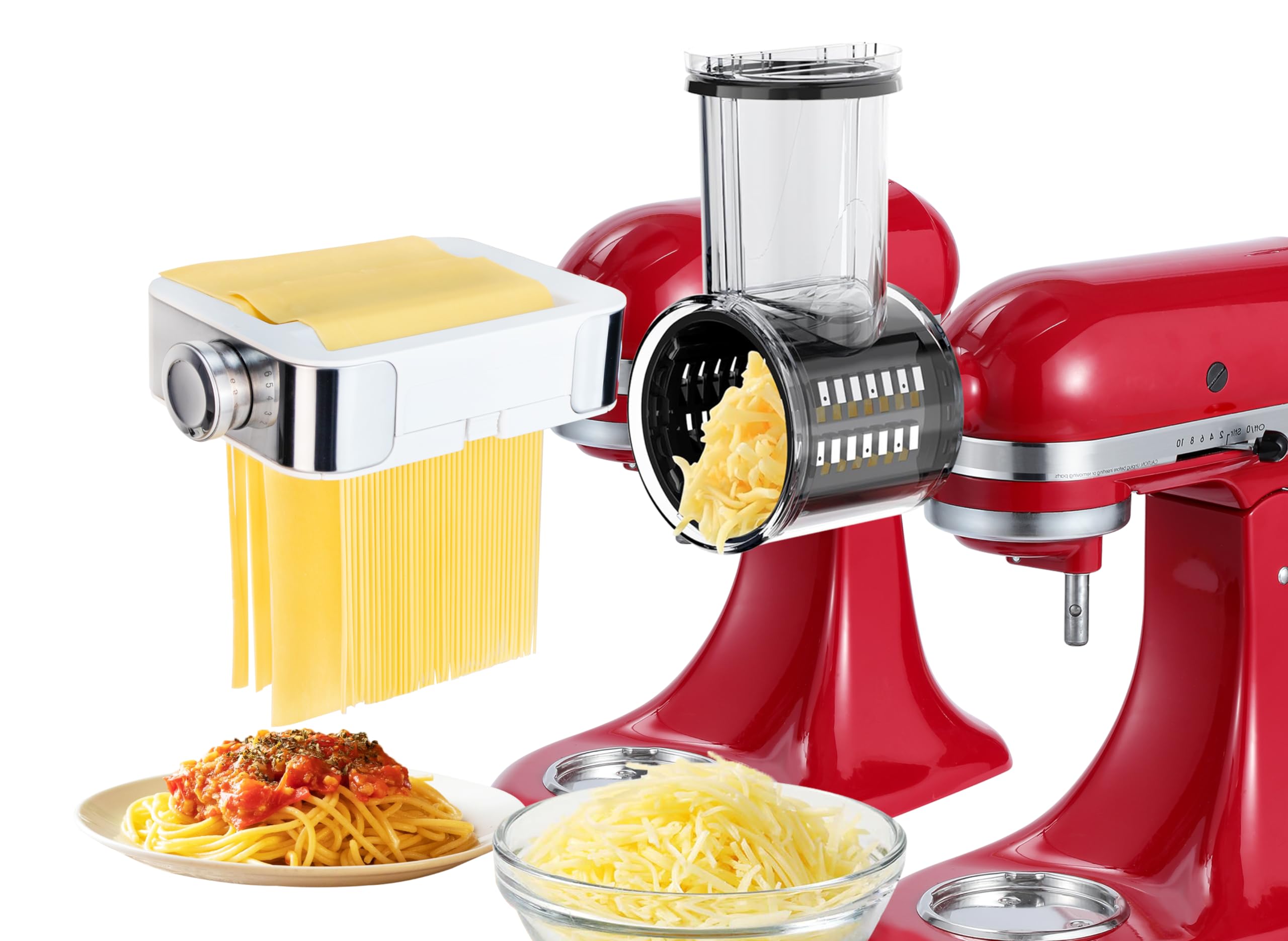 **KitchenAid Stand Mixer Pasta Maker & Cheese Grater Attachment Set – 5 Blades for Fresh Homemade Pasta, Slicing & Shredding – Perfect for Italian Dishes, Salads & Meal Prep**