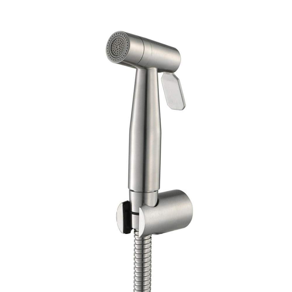 Stainless Steel Handheld Sprayer Kit - Brushed Faucet Spray Gun with Toilet Flusher for Bathroom & Kitchen Cleaning (Shower, Sink, Pet Washing)