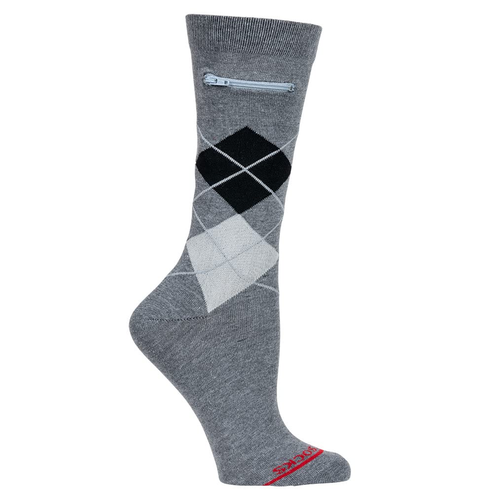Moisture Wicking Anti Pickpocket Crew Socks for Women & Men with Hidden Pocket - Travel, Hiking & Everyday Wear Dress Socks