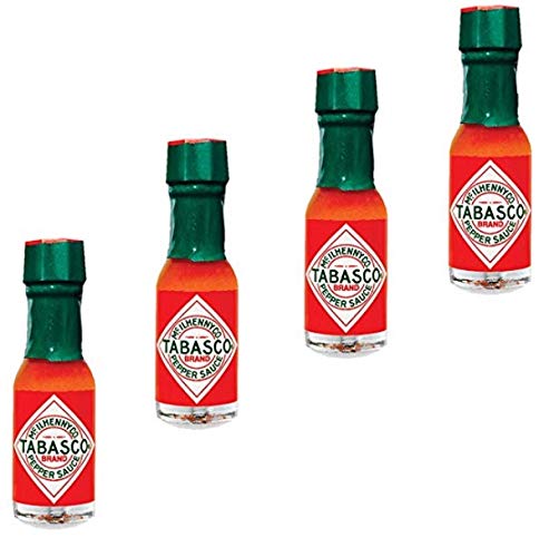 Tabasco Mini Travel Hot Sauce Bottles - 4 Pack Refillable Keychain Set for Spicy Food Lovers | Perfect for Camping, Picnics & On-the-Go Meals