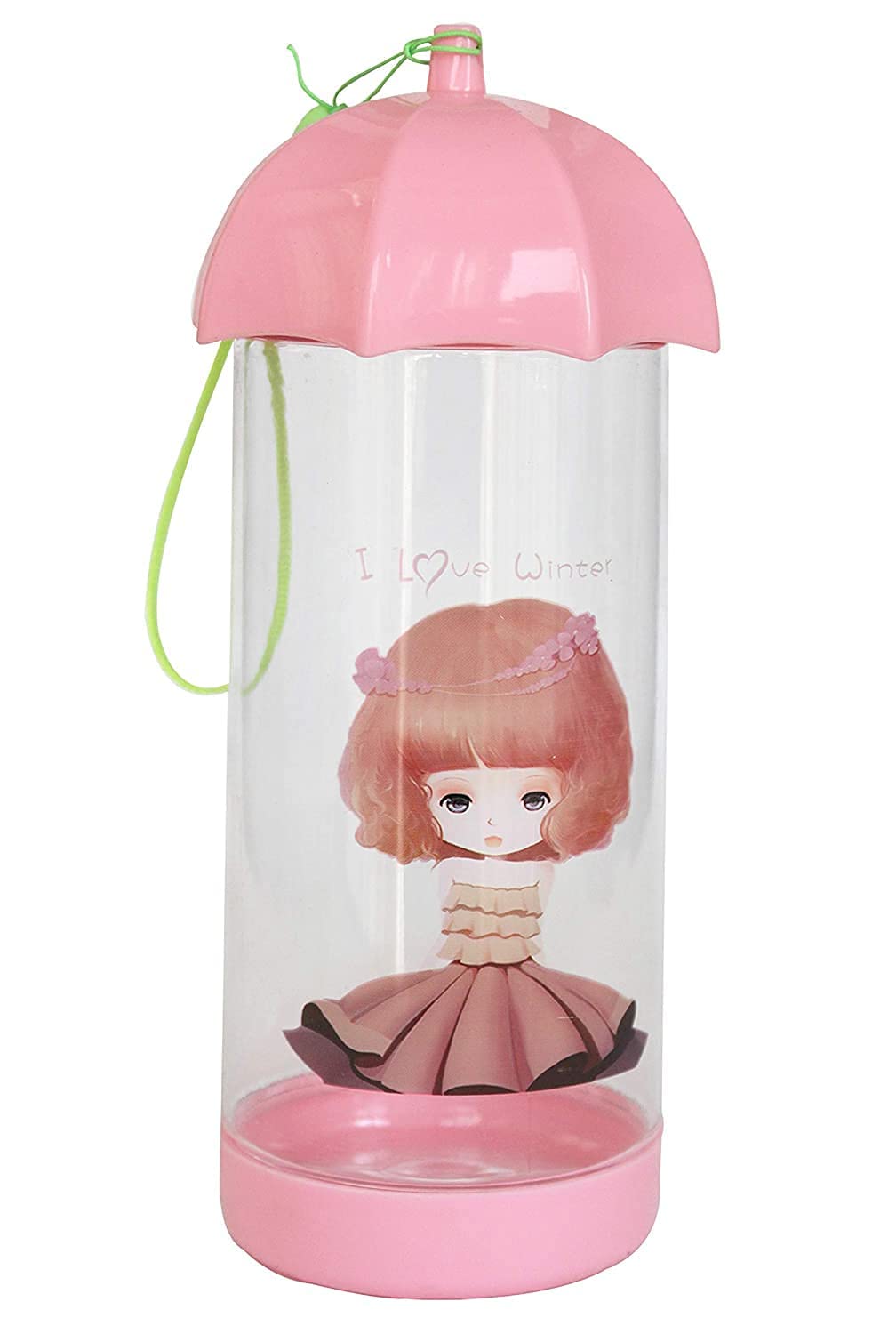 BPA-Free Plastic Water Bottle for Kids - 400ml Pink Tied Ribbons Design | Reusable School, Picnic & Birthday Party Gift for Boys and Girls | Ideal for Daily Hydration, Outdoor Activities & Party Favors