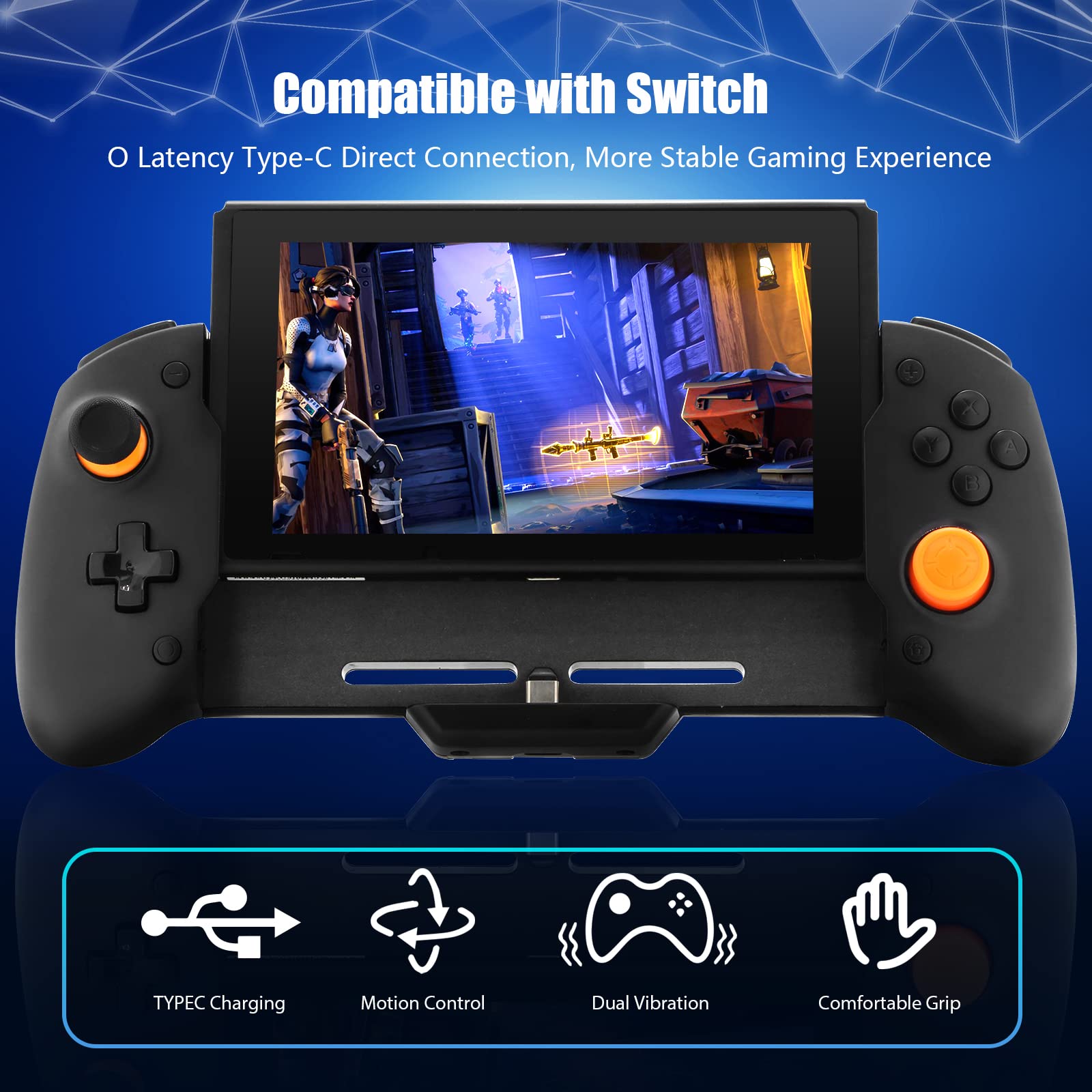 HEATFUN Wireless Pro Controller for Nintendo Switch - Large Ergonomic Gamepad with HD Vibration, Motion Controls & Screenshot Button | Perfect for Mario Kart, Zelda & Multiplayer Gaming