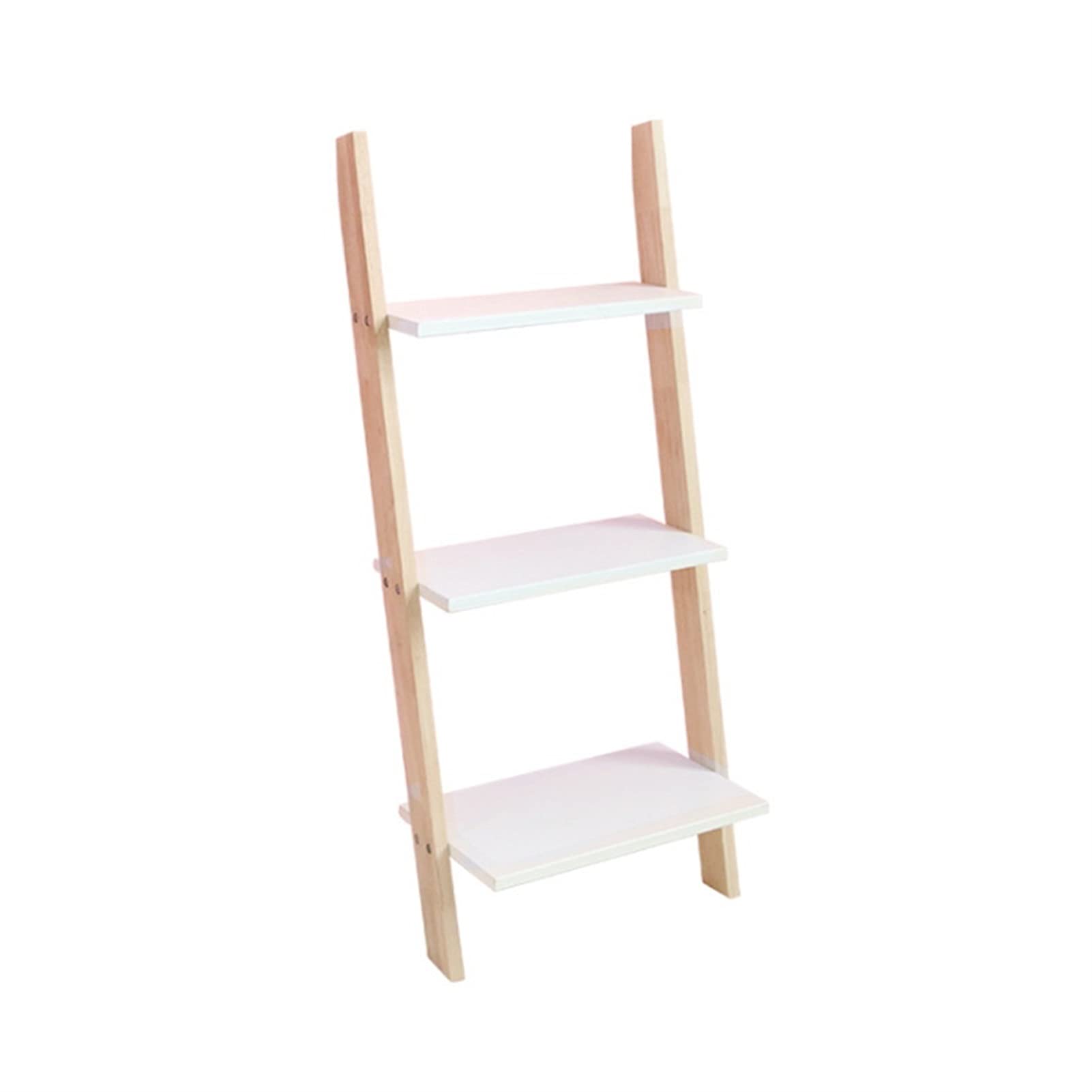 3/4/5 Tier Leaning Ladder Bookcase - Wooden Wall Shelf for Home Office & Bedroom Storage - Space-Saving Bookshelf Organizer for Books, Decor & Essentials (Wood Color, 3-Tier) | Perfect for Small Spaces & Modern Decor
