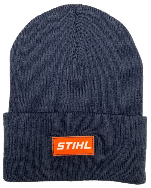 STIHL Navy Blue Beanie Hat for Men & Women - Warm Winter Knit Cap for Outdoor Activities, Hiking, and Work