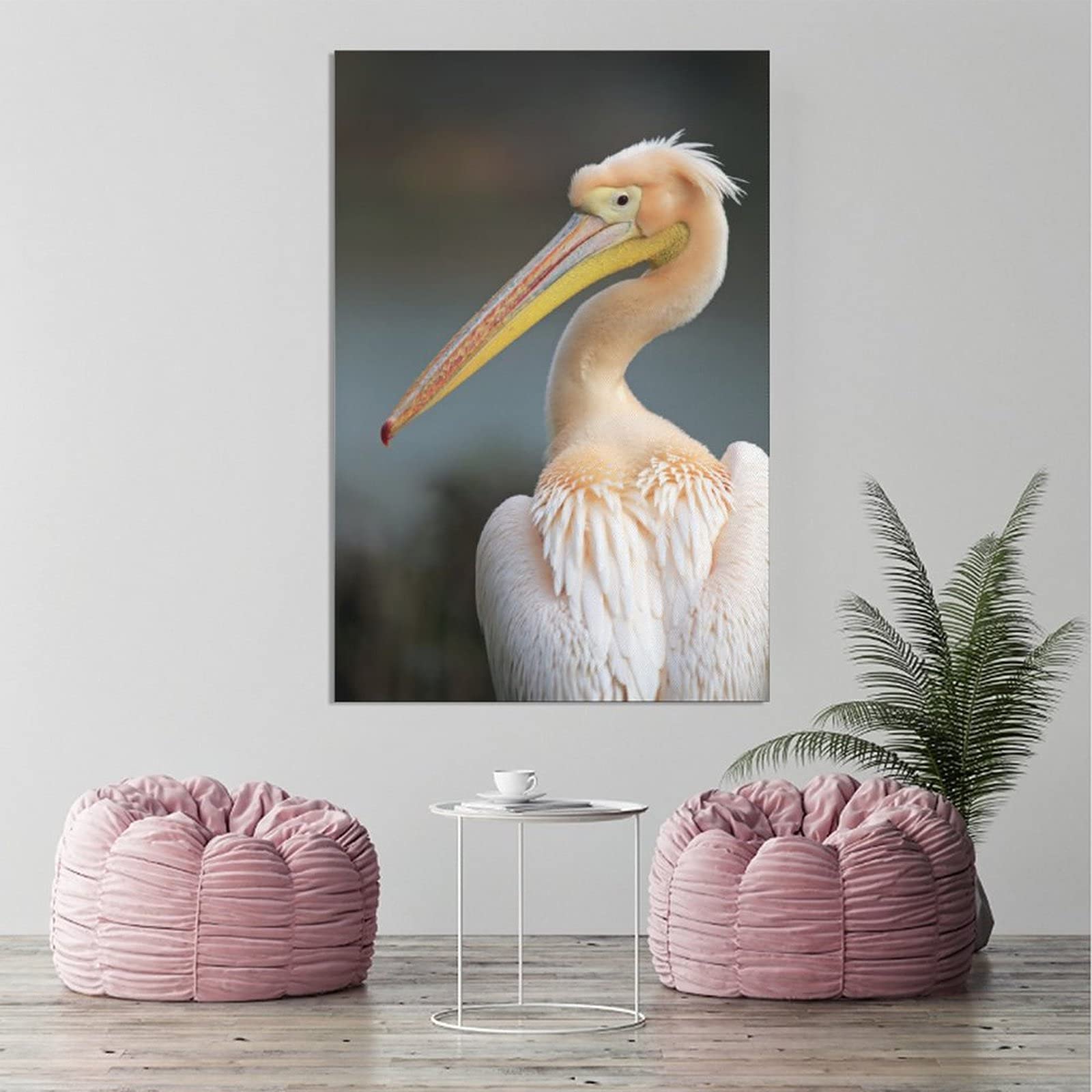 Great White Pelican Canvas Wall Art - Beautiful Bird Painting for Living Room, Bedroom & Office Decor - Nature Landscape Poster Gift for Animal Lovers