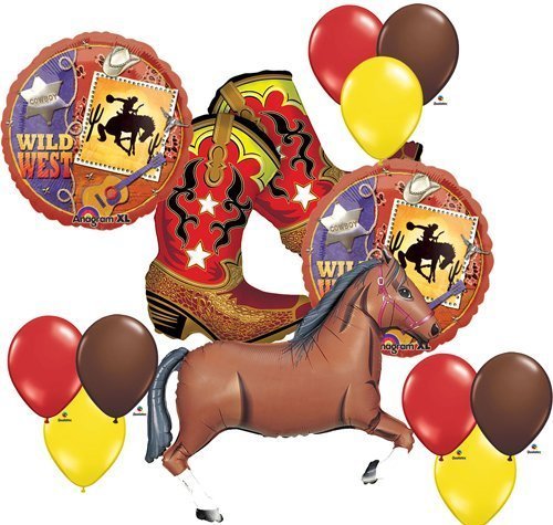 Wild West Cowboy Boots - Western Themed Party Decorations & Horse Birthday Balloons for Cowboy Parties, Rodeo Events & Western Home Decor