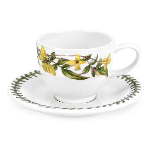 Portmeirion Botanic Garden Espresso Cup and Saucer Set of 6 - Elegant Floral Design Coffee Cups for Home, Cafe, and Gift Giving