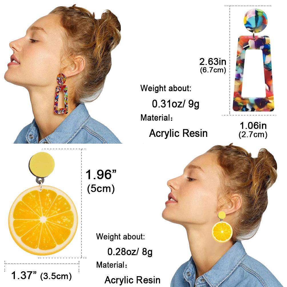 Stylish Acrylic Earrings for Women - Colorful Resin Drop Dangle Earrings - Perfect for Parties, Weddings & Everyday Wear