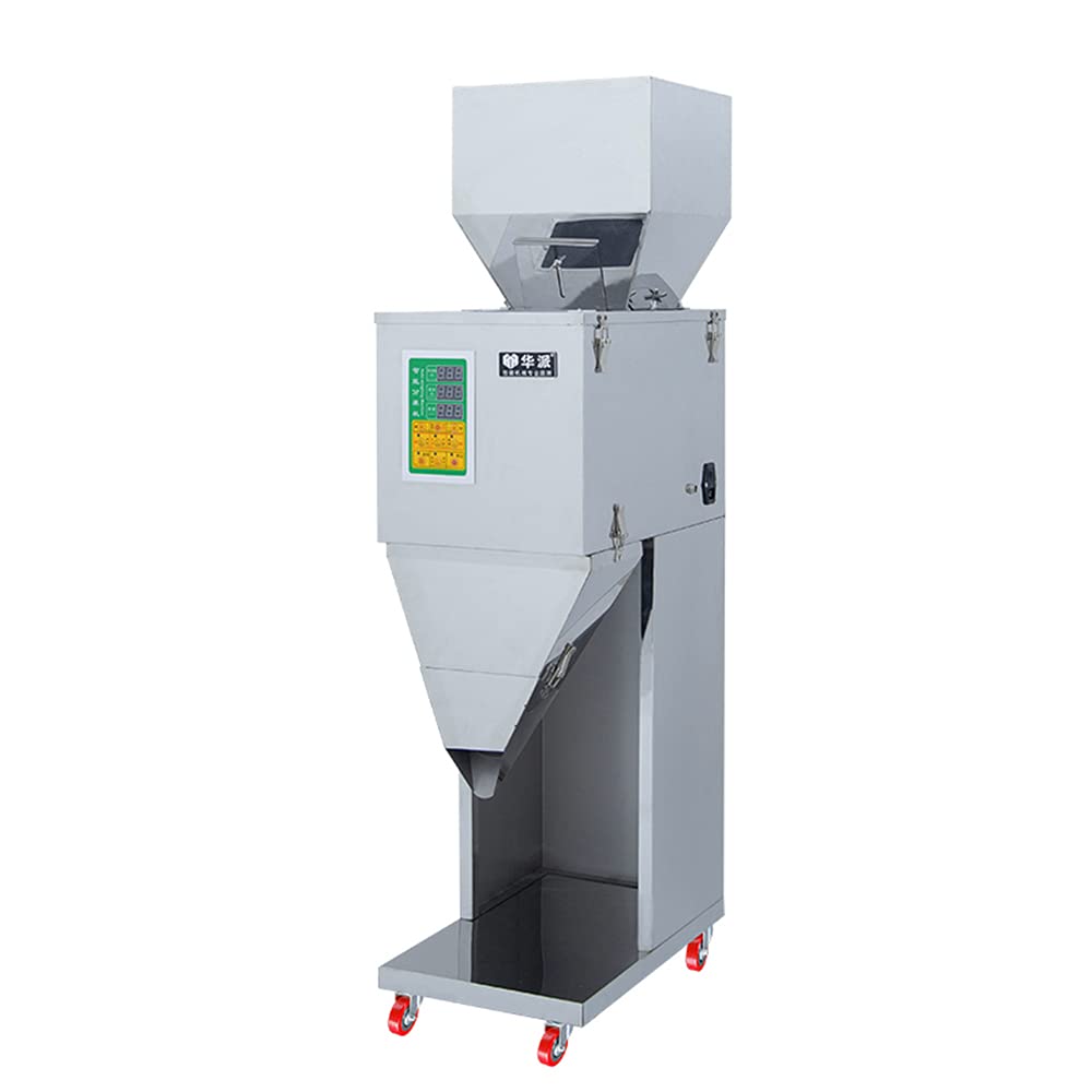 110V 500W Automatic Powder & Particle Weighing Filling Machine | 10-999g Stainless Steel Powder Filler | For Spices, Coffee, Tea, Flour & Cosmetic Powders Packaging