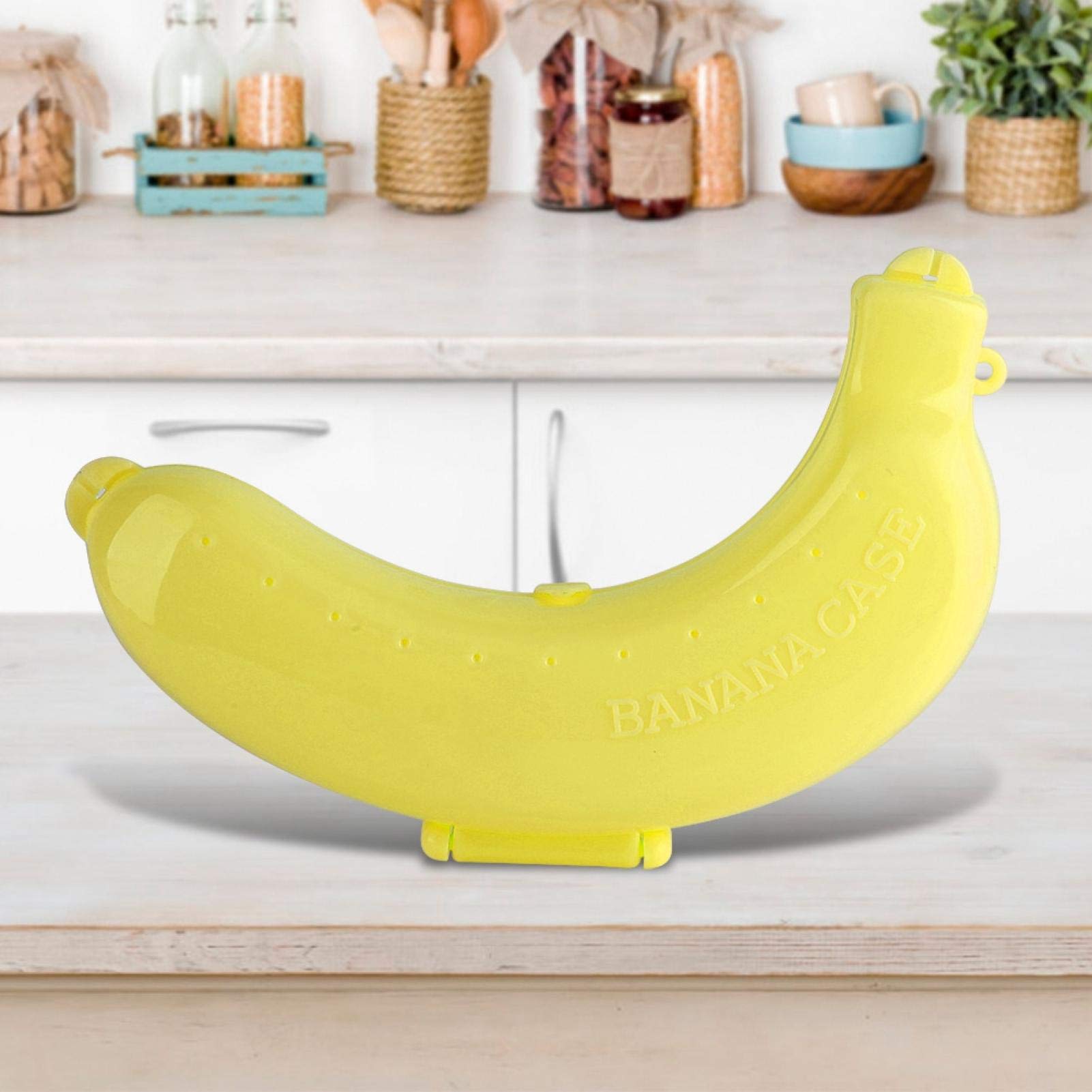 Raguso Cute Banana Storage Box - Yellow Fruit Protector Case for Lunch, Snacks & Kitchen Organization | Durable Banana Holder for Home, Office & Picnic Use