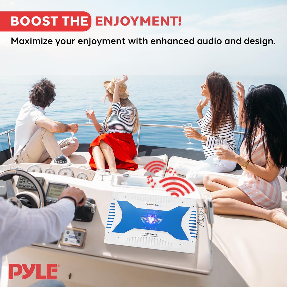 6 Channel Elite Bluetooth Marine Amplifier - High Power Waterproof Boat Audio System for Outdoor Boating & Marine Adventures
