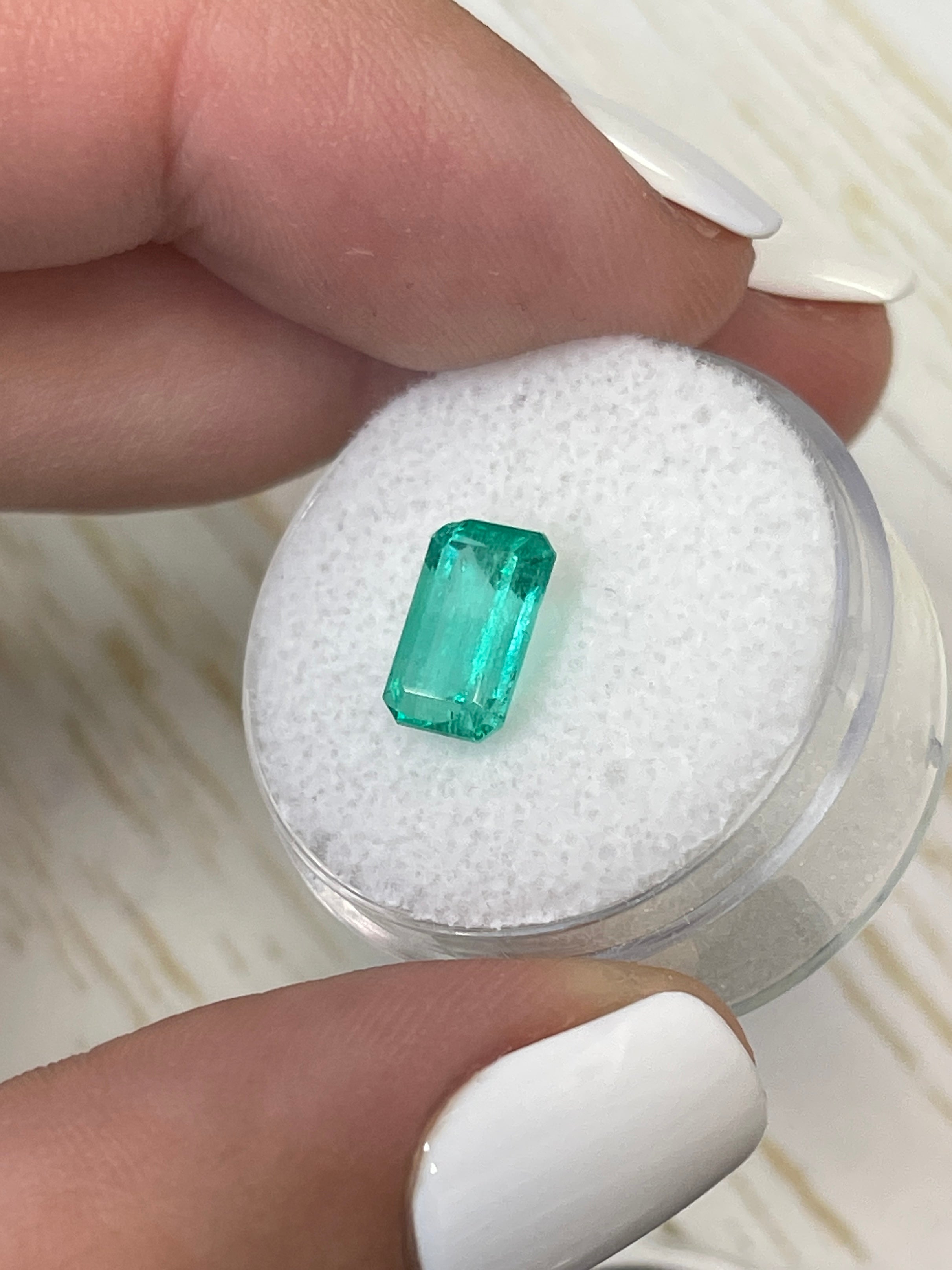 14K Gold Custom Diamond Ring with 1.96 Carat 9x6mm Bluish Green Natural Colombian Emerald - Emerald Cut | Luxury Engagement, Wedding, Anniversary Jewelry Gift for Women