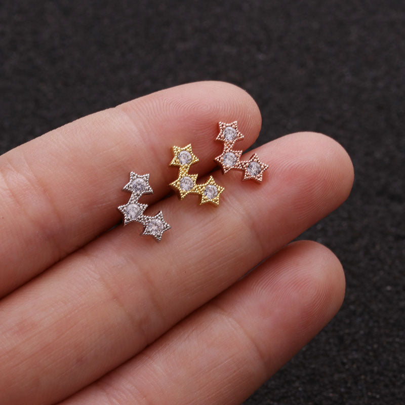 20G Cross Star Helix Earrings Stud - Hypoallergenic Surgical Steel Cartilage Piercing Jewelry for Women | Perfect for Everyday Wear, Parties & Gifts | HSPJ1934