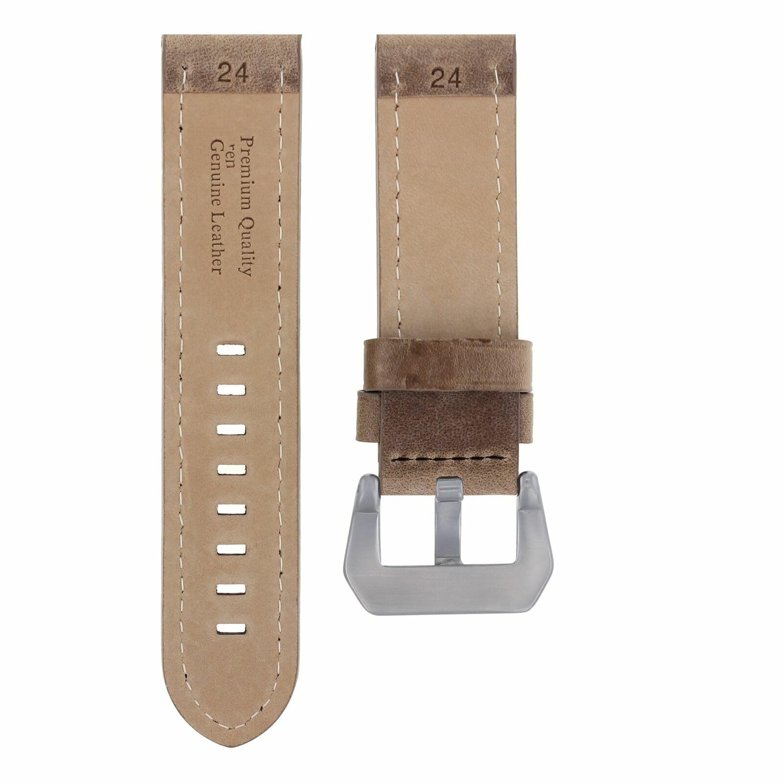 24mm Genuine Cow Leather Watch Band Strap for Breitling Navitimer & Colt - Black Stitching Replacement Strap | Durable & Comfortable for Daily Wear, Business & Casual Occasions