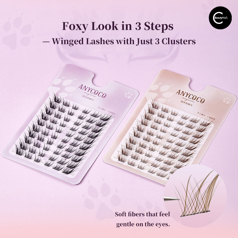 ANYCOCO Fox Eye Cluster Lashes - Natural Wispy False Eyelashes for Dramatic Volume & Length | Perfect for Parties, Weddings, and Special Occasions