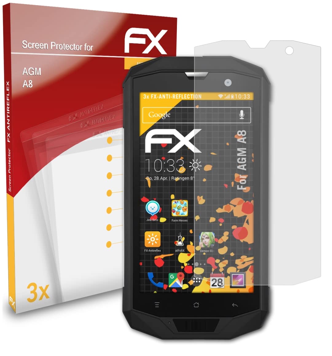 AGM A8 Screen Protector - 3-Pack Anti-Glare & Shockproof Tempered Glass Film - Perfect for Outdoor Use, Gaming, and Daily Protection