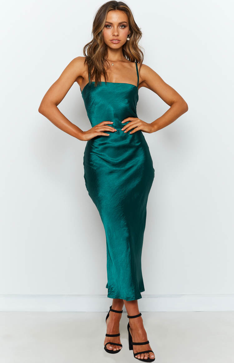 Elegant Amaryllis Emerald Green Dress for Women - Perfect for Weddings, Parties & Special Occasions