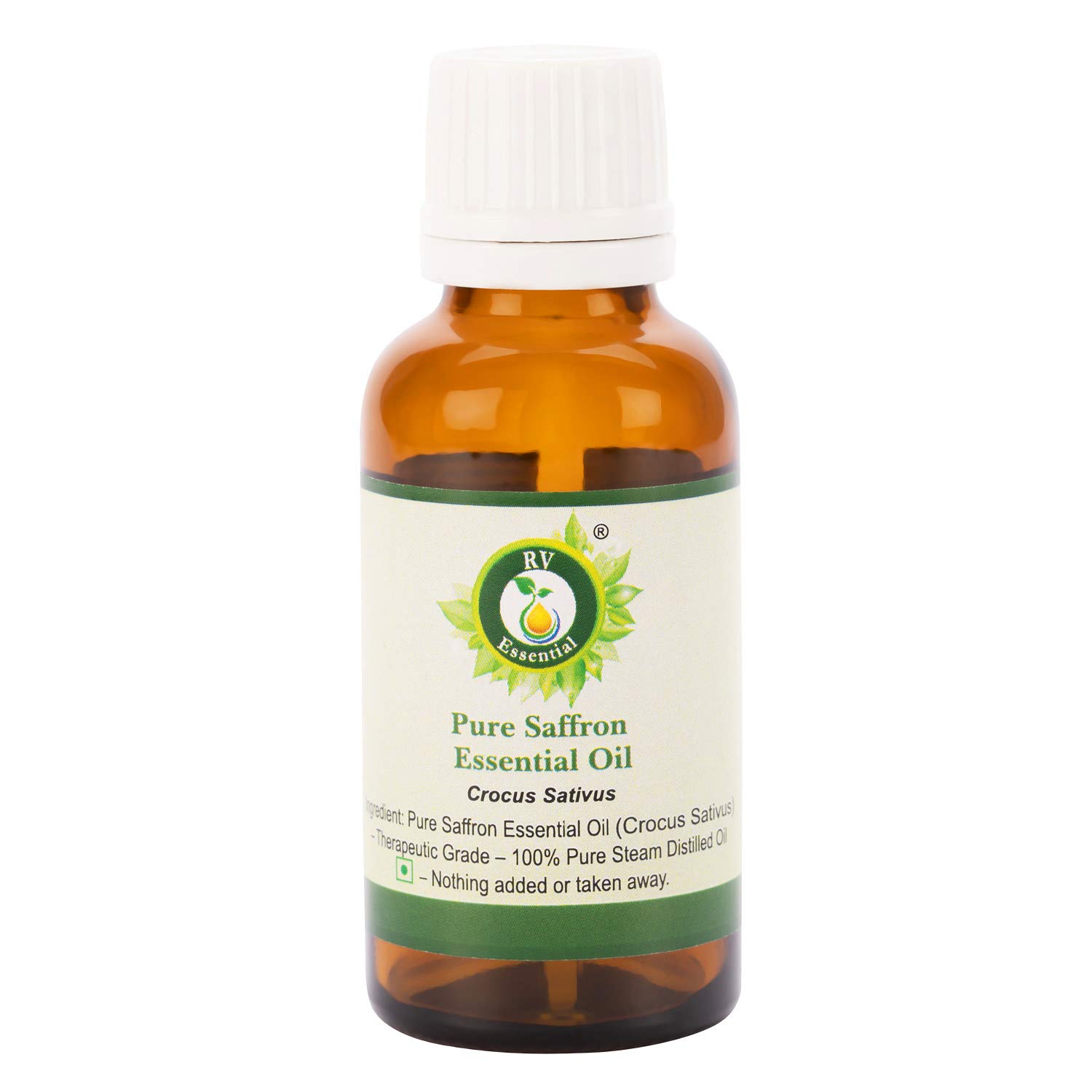 Premium 100% Pure Natural Saffron Essential Oil (Crocus Sativus) - Steam Distilled & Therapeutic Grade - 3.38oz (100ml) by R V Essential - For Hair Growth, Skin Care, Facial Treatment & Gourmet Cooking - Perfect for Aromatherapy, Massage & DIY Beauty Recipes