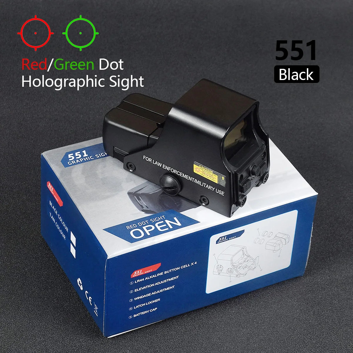 Tactical LCO Red Dot Holographic Reflex Sight 551 553 558 - Compatible with 20mm Rail Mount - Rifle Scope for Hunting, Shooting & Outdoor Adventures - Perfect for Tactical, Home Defense & Range Practice