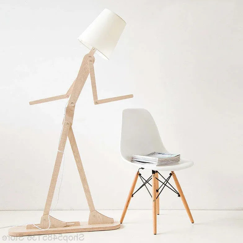 Adjustable Wooden Figurine Floor Lamp - Modern Home Decor for Living Room, Bedroom & Office Lighting