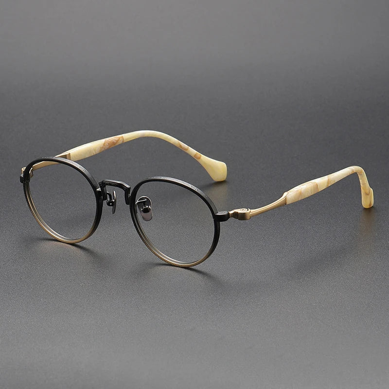 Black Mask Women's Full Rim Round Titanium Eyeglasses S808 - Lightweight & Durable Frame for Reading, Work, and Everyday Fashion