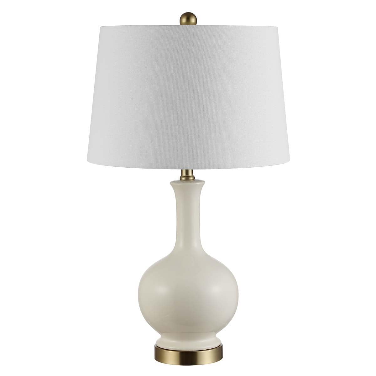 SAFAVIEH Lighting Collection Bowie Cream Ceramic 26-inch Table Lamp with LED Bulb - Perfect for Bedroom, Living Room, Home Office & Nightstand Lighting