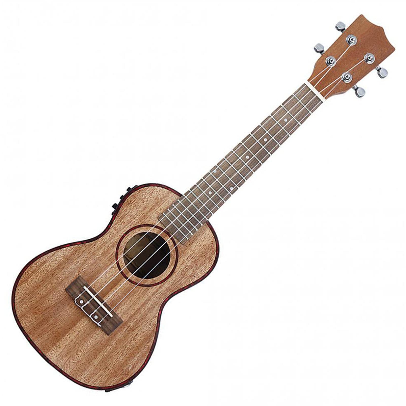 24 Inch Professional Electroacoustic Ukulele with Abalone Shell Edge - 18 Fret 4-String Hawaiian Guitar with Built-in EQ Pickup - Perfect for Concert, Stage Performance & Home Practice