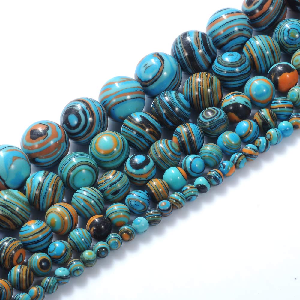 6MM Handmade Blue Malachite Beads - Premium Round Loose Beads for Jewelry Making, DIY Bracelets & Necklaces - Perfect for Boho, Hippie & Rainbow Style Jewelry Designs