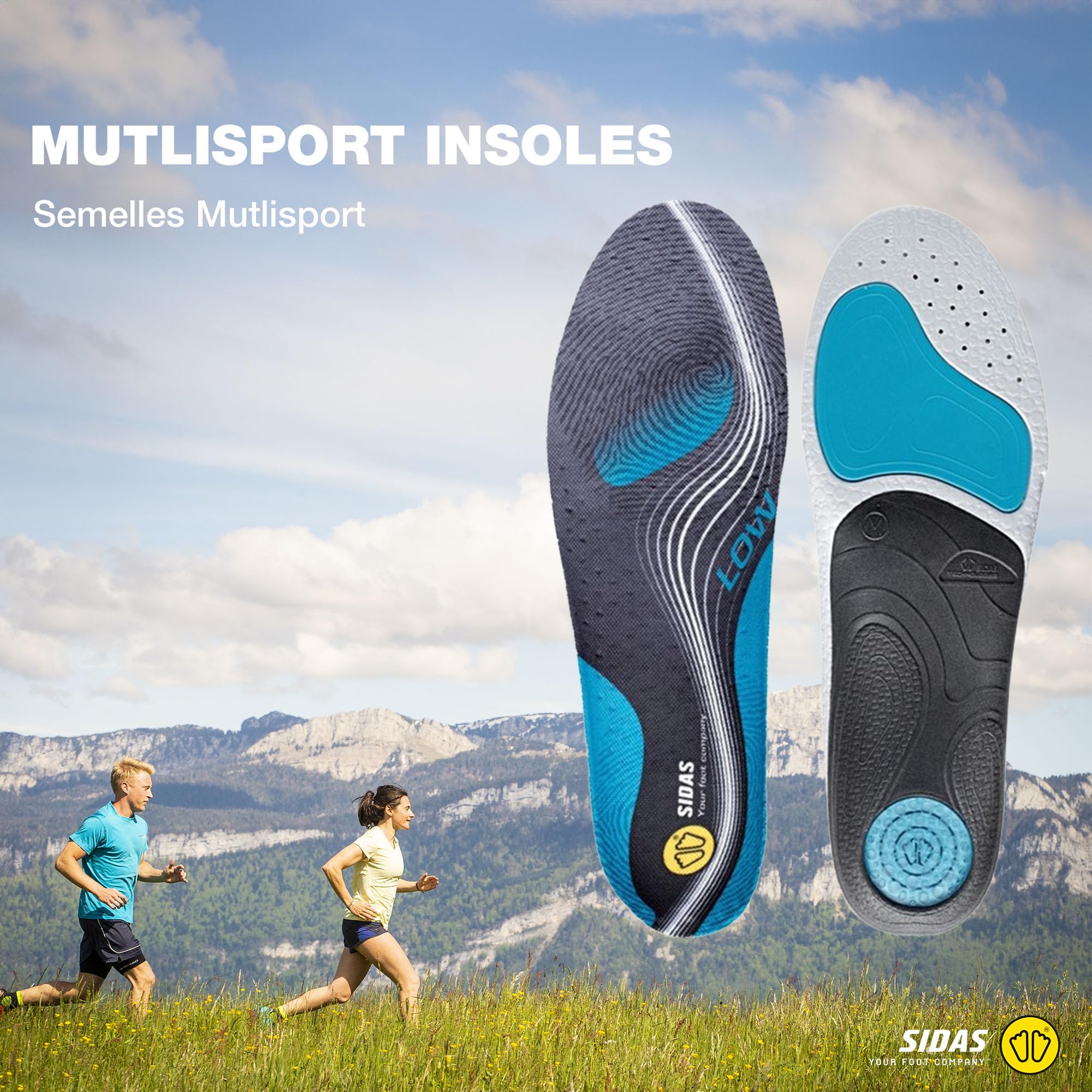 SIDAS Unisex Lightweight Breathable Sports Insoles - Enhanced Forefoot Flex & Heel Cushion for Running, Hiking, Tennis - All-Season Comfort for Active Lifestyles