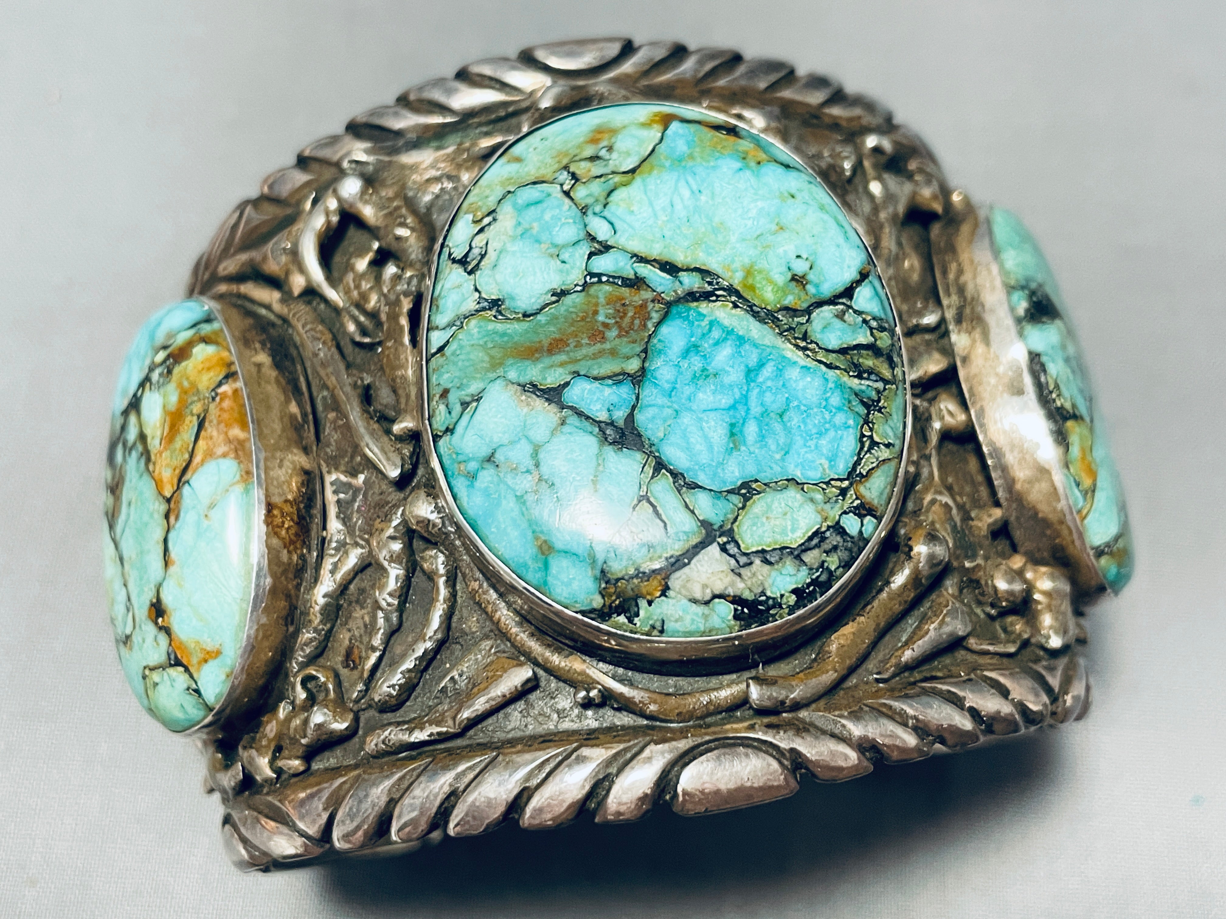 Vintage Navajo Spiderweb Turquoise Sterling Silver Bracelet - 174g Handmade Native American Jewelry for Women & Men | Perfect for Boho Fashion, Gift Giving & Special Occasions
