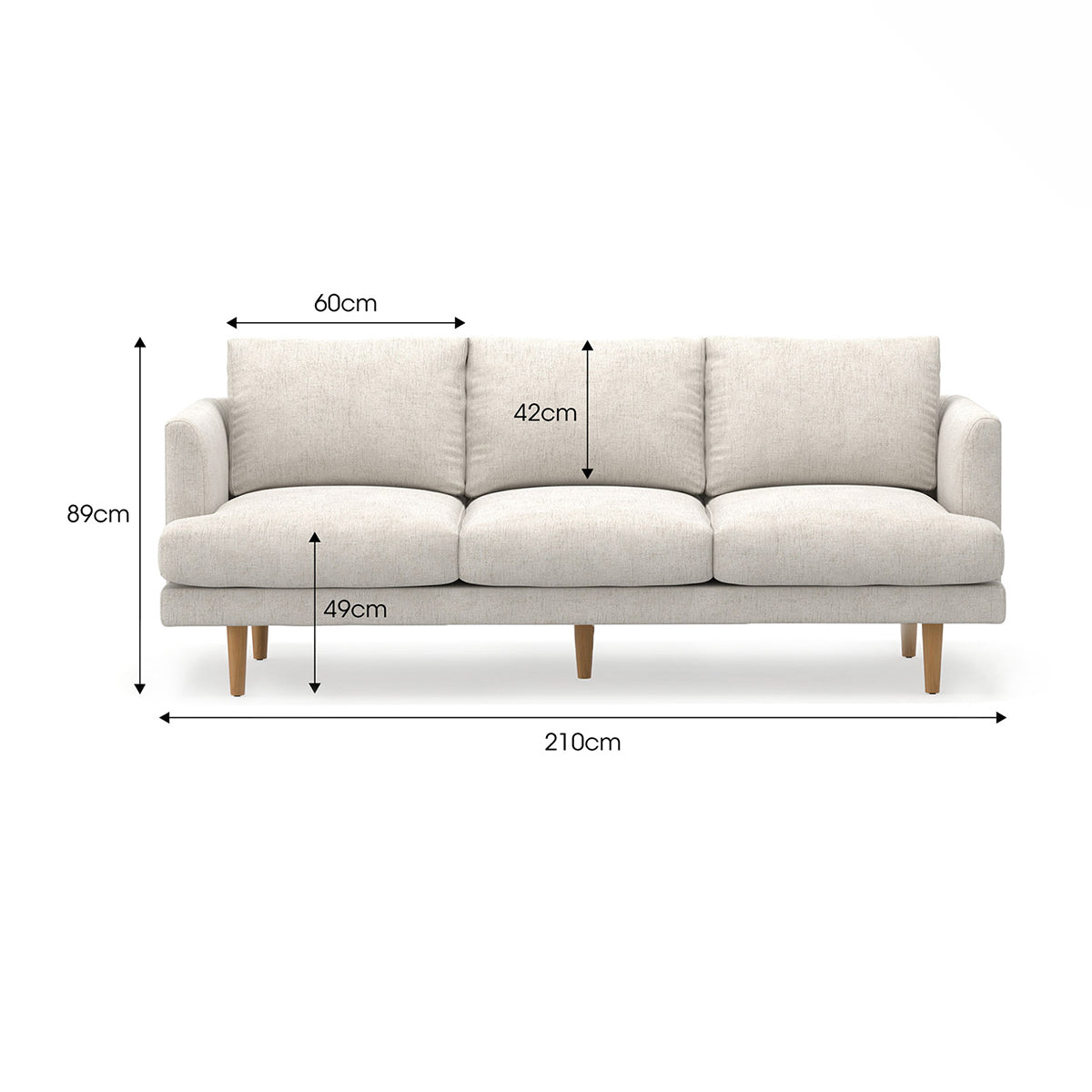 Jaspa Linen 3-Seater Sofa - Modern Living Room Furniture for Small Spaces | Comfortable Couch for Apartments, Condos & Cozy Homes