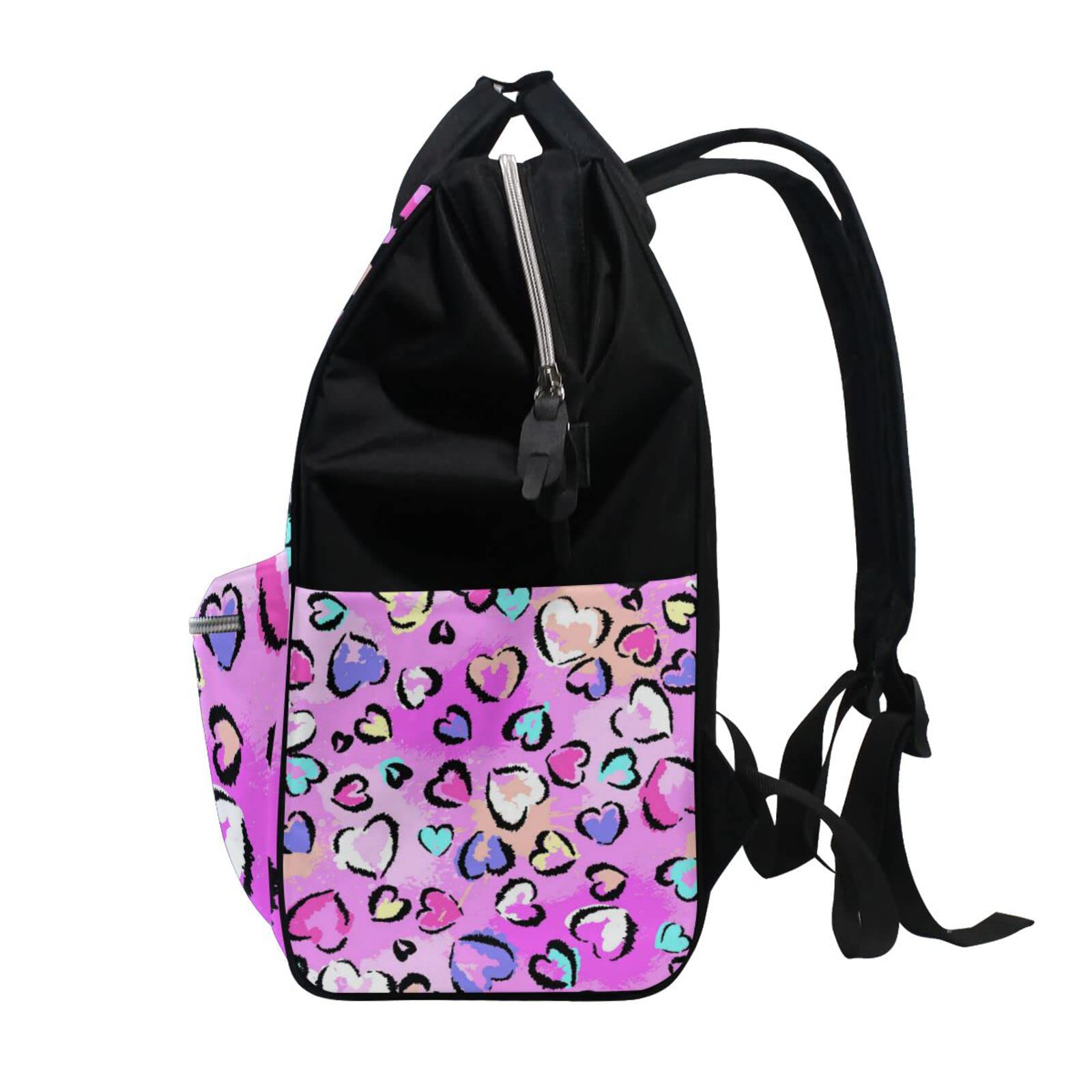 Personalized Leopard Hearts Diaper Backpack - Custom Name Mommy & Baby Changing Bag for Nursing, Travel & Daily Use