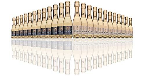 VINADA Non Alcoholic Sparkling Wine - Gold & Crispy Chardonnay Variety - 24 Pack (200ml Glass Bottles) - Perfect for Parties, Weddings & Sober Celebrations