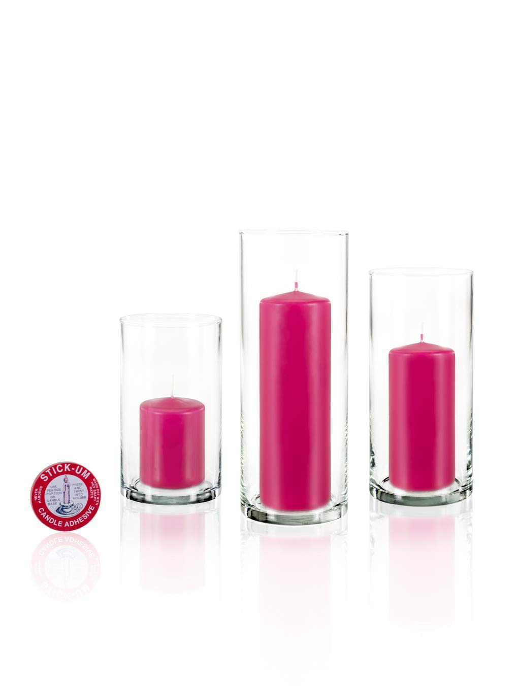Yummi Set of 12 Slim Pillar and Cylinder Vases in Hot Pink - Perfect for Wedding Centerpieces, Home Decor & Floral Arrangements