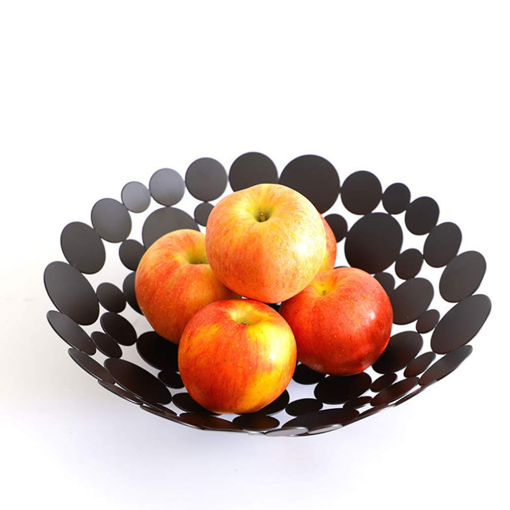 Hemoton Decorative Iron Dish Plate - Hollow Round Fruit & Vegetable Holder, Petal-Shaped Storage Basket for Kitchen, Dining, Party Serving | Perfect for Home Decor, Fruit Display, and Party Snack Serving