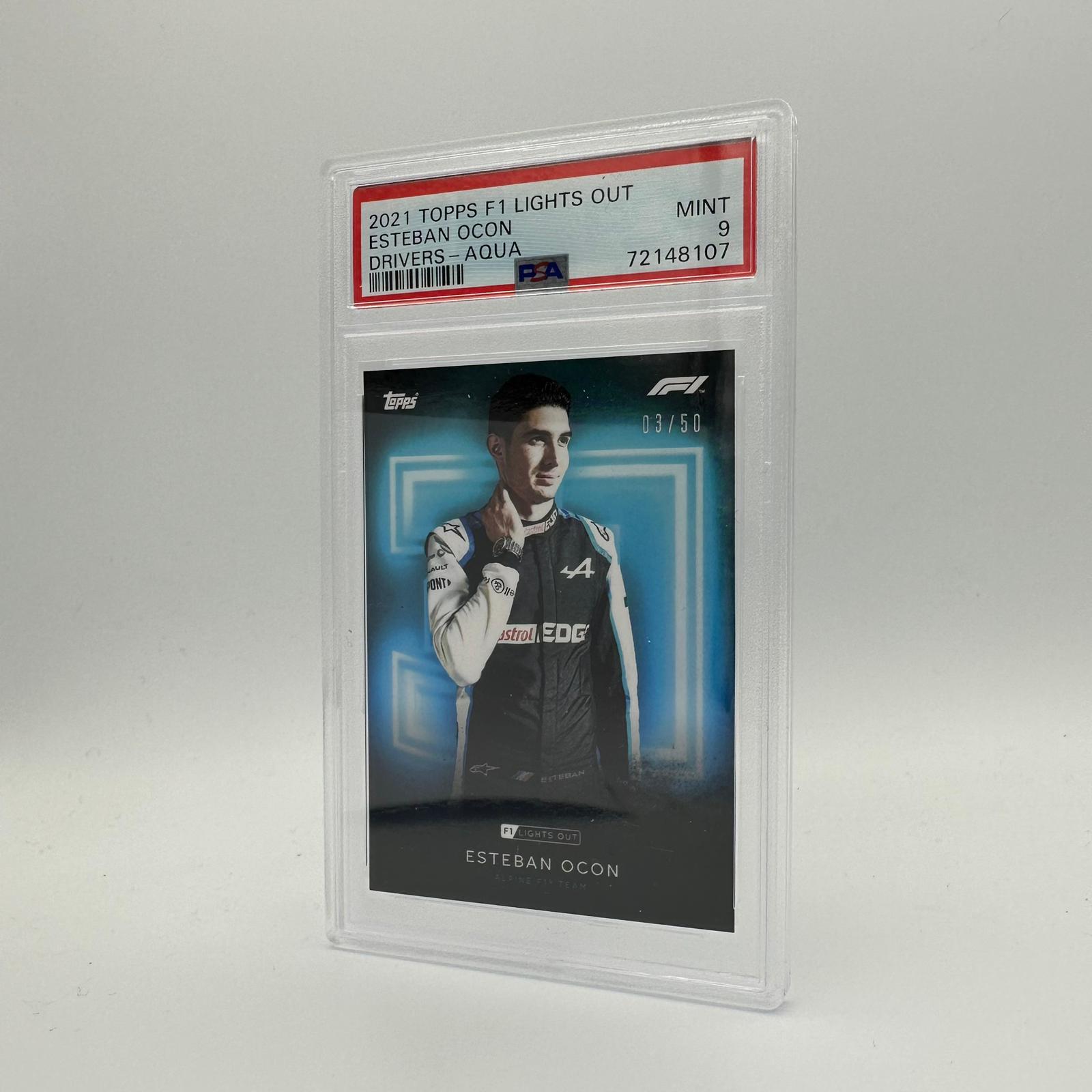 PSA 9 Graded 2003 Esteban Ocon #50 Aqua Parallel Racing Card - Perfect for Collectors, Sports Memorabilia Fans & F1 Enthusiasts