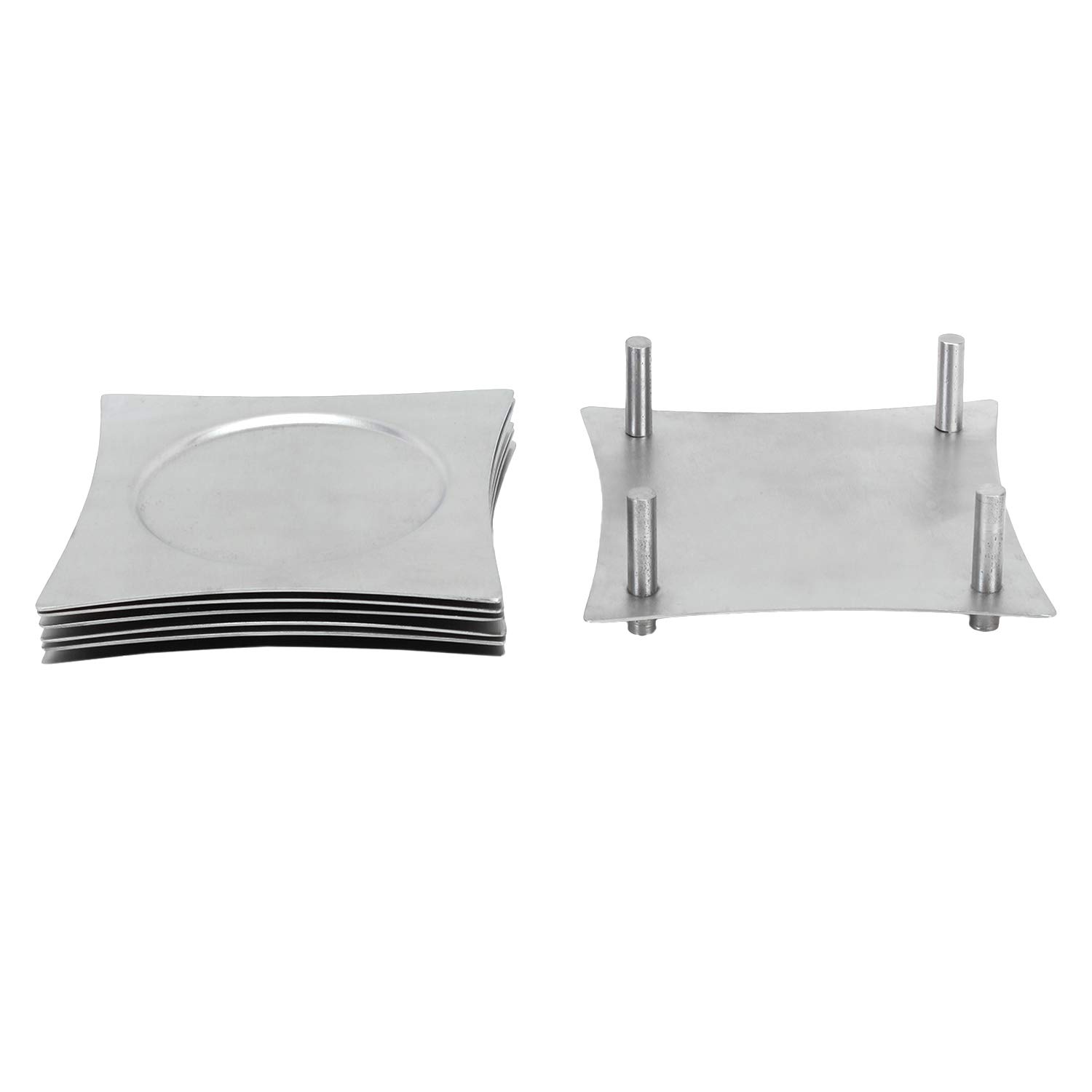 Premium Stainless Steel Coaster Set of 6 with Holder - Non-Slip Drink Coasters for Juice, Wine, Coffee Cups - Protect Tables from Stains & Scratches - Perfect for Home, Office, Bar, and Restaurant Use