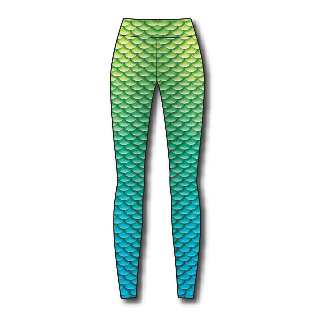 Peridot Mermaid Swim Leggings - High Waisted Tummy Control Swimwear for Women - Perfect for Beach, Pool, and Water Sports