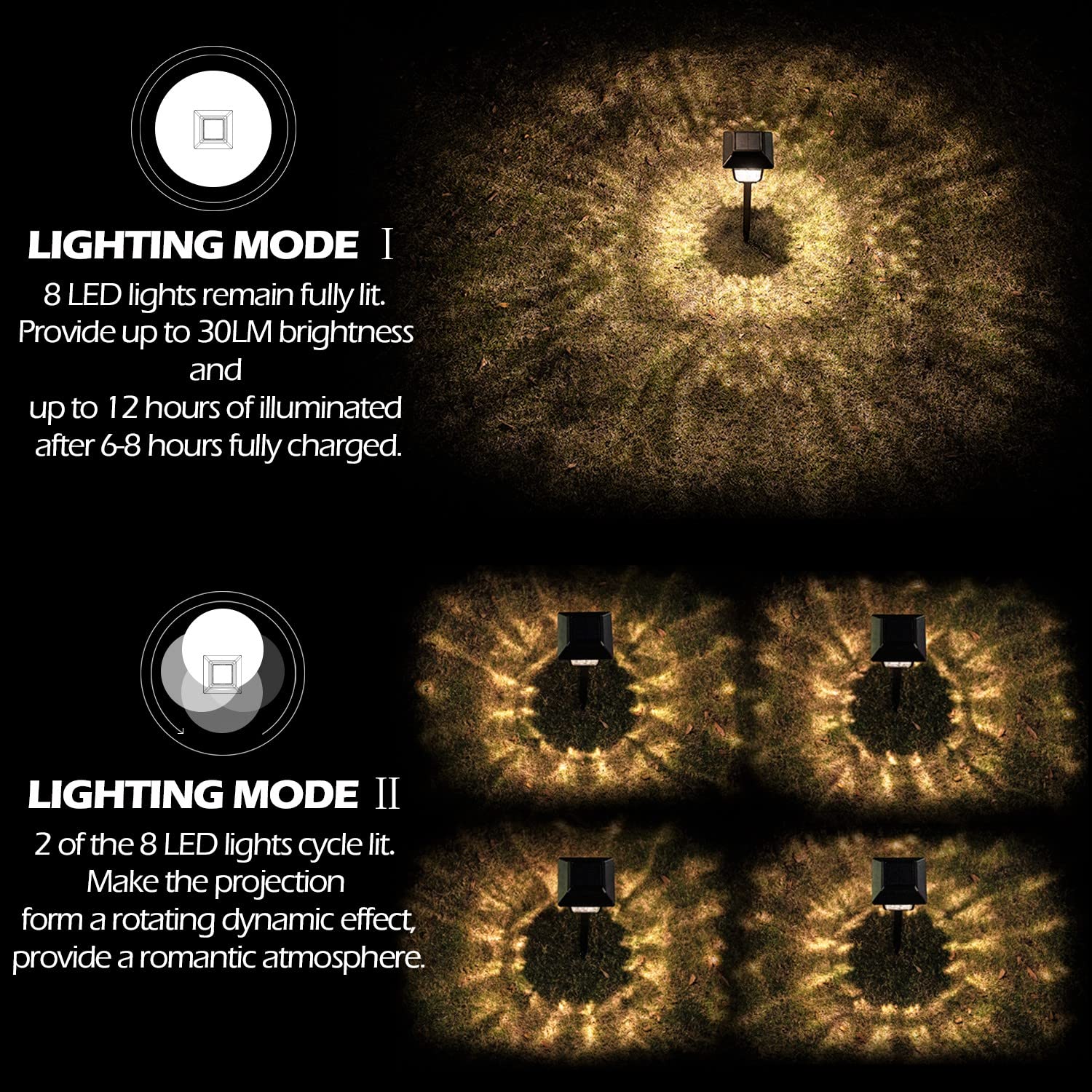 LeiDrail Solar Pathway Lights Outdoor - Waterproof Glass & Metal Solar Garden Lights with 2 Brightness Modes | Solar Powered Landscape Lighting for Patio, Yard, Driveway, Walkway | Perfect for Evening Ambiance & Safety Lighting
